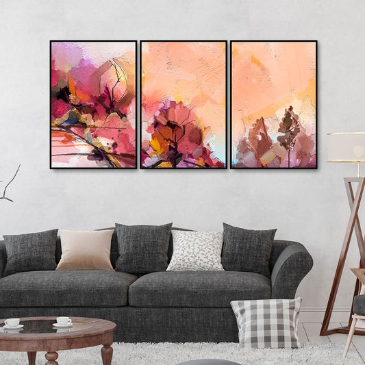 Abstract landscape Contemporary Art Premium Floating Wall Painting Set of 3