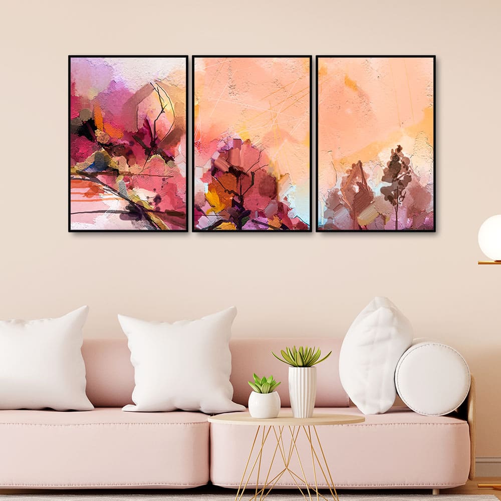 Abstract landscape Contemporary Art Premium Floating Wall Painting Set of 3