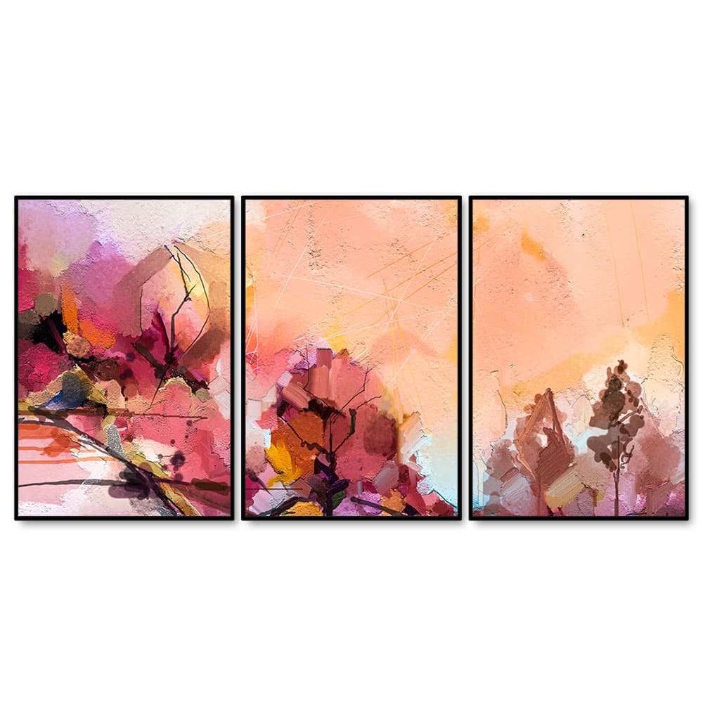 Abstract landscape Contemporary Art Premium Floating Wall Painting Set of 3