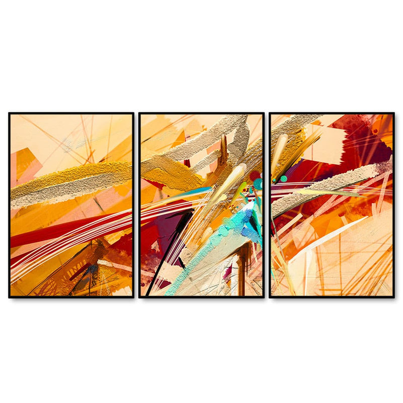Beautiful Modern Art Sparkle Touch Floating Canvas Wall Painting Set of Three