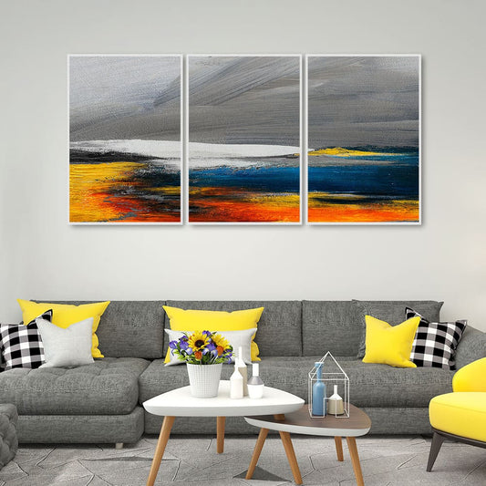 Beautiful Colorful Blend Unique Art Floating Canvas Wall Painting Set of Three