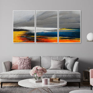 Beautiful Colorful Blend Unique Art Floating Canvas Wall Painting Set of Three