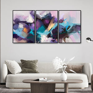 Abstract Color Modern Art Premium Floating Wall Painting Set of Three