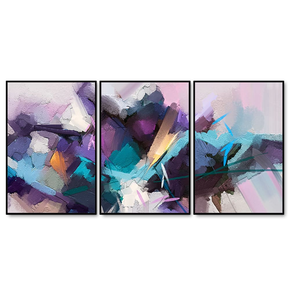 Abstract Color Modern Art Premium Floating Wall Painting Set of Three