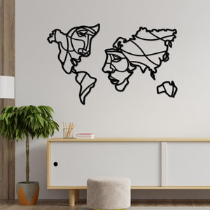 Faces of World Map Premium Quality Wooden Wall Hanging