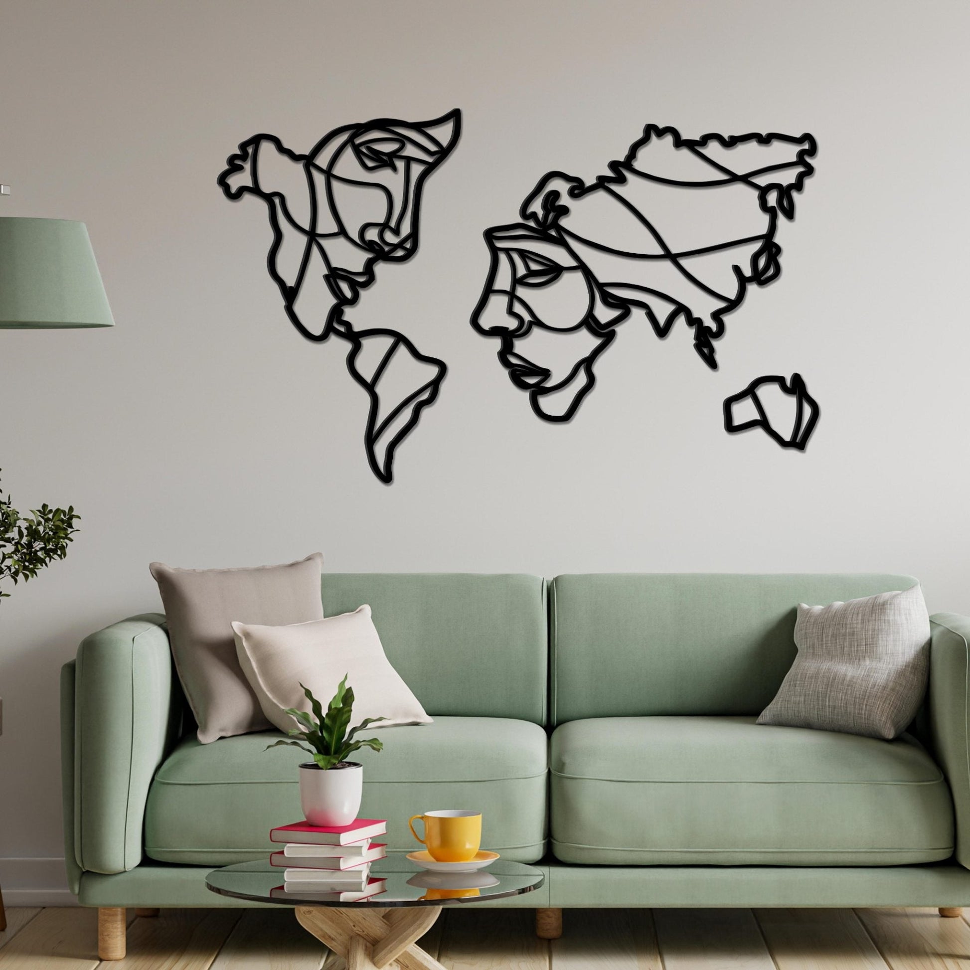 Faces of World Map Premium Quality Wooden Wall Hanging