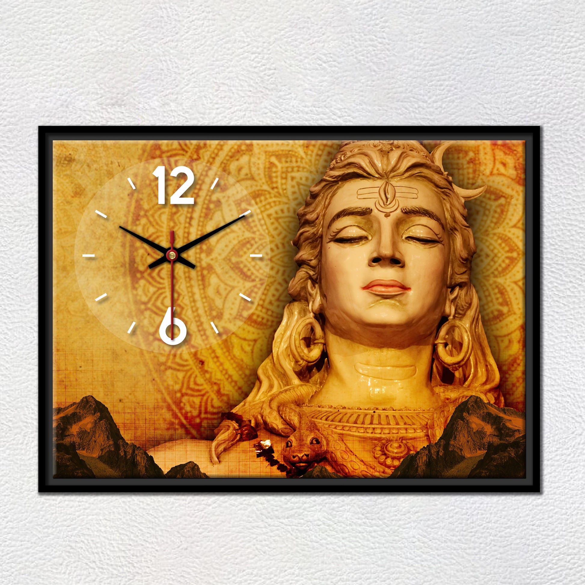 Floating Frame Lord Shiva Wall Painting with Clock