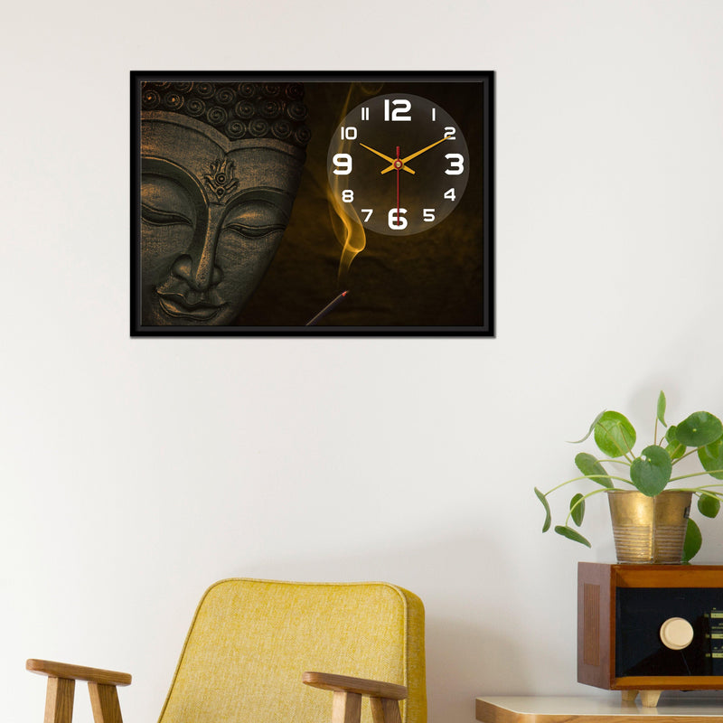  Buddha Wall Painting with Clock