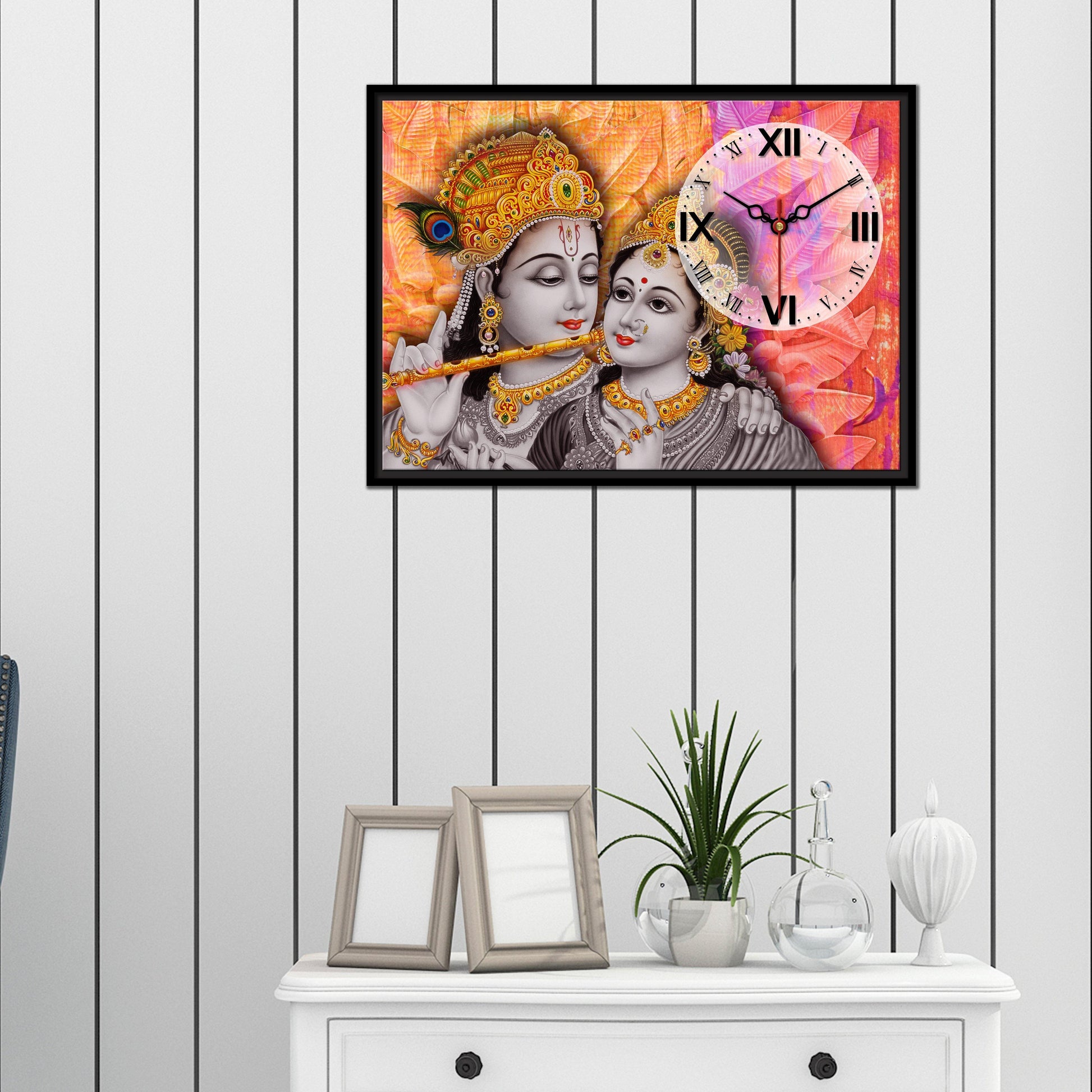 Krishna Wall Painting with Clock