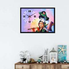 Floating Frame Lord Radha Krishna Wall Painting with Clock