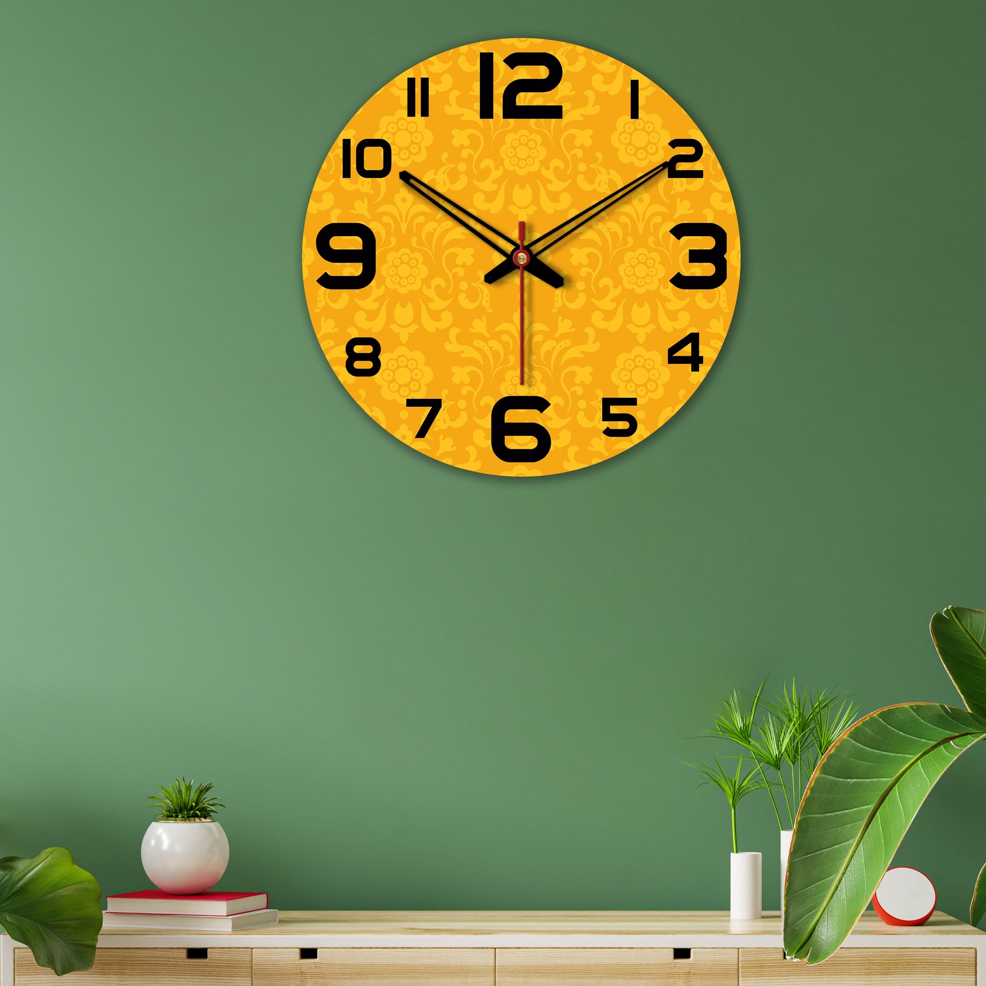 Wall clock wooden frame