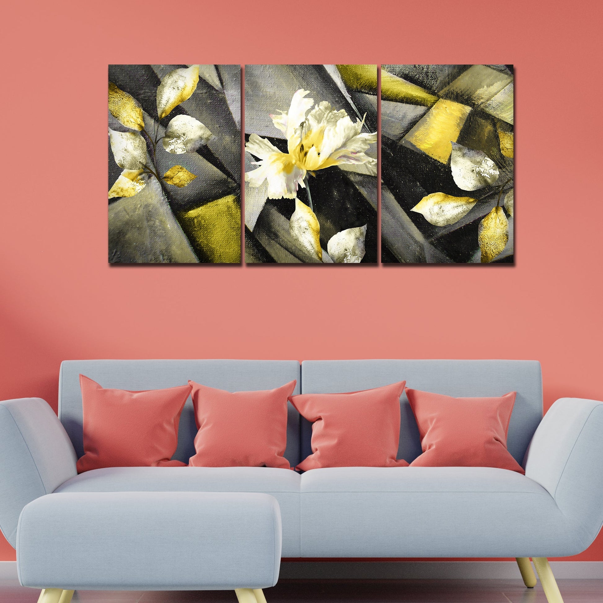 Flower Canvas Wall Painting Abstract Art 3 Pieces