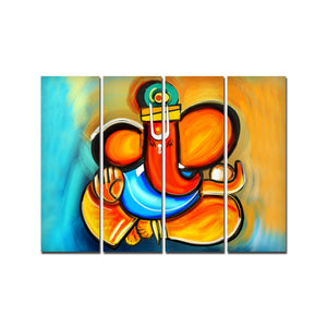 Ganesha Canvas Wall Painting Set of 4 Pieces