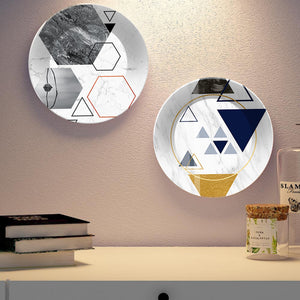 Geometrical Shapes Ceramic Wall Hanging Plates of Two Pieces
