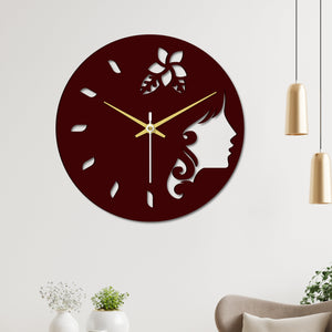 Girl Face in Wooden Wall Clock