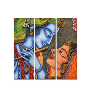 God Radha Krishna Beautiful Wall Painting 3 Pieces