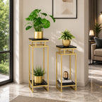 Gold Marble Plant Stand Set of 2