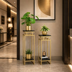 Gold Marble Plant Stand Set of 2