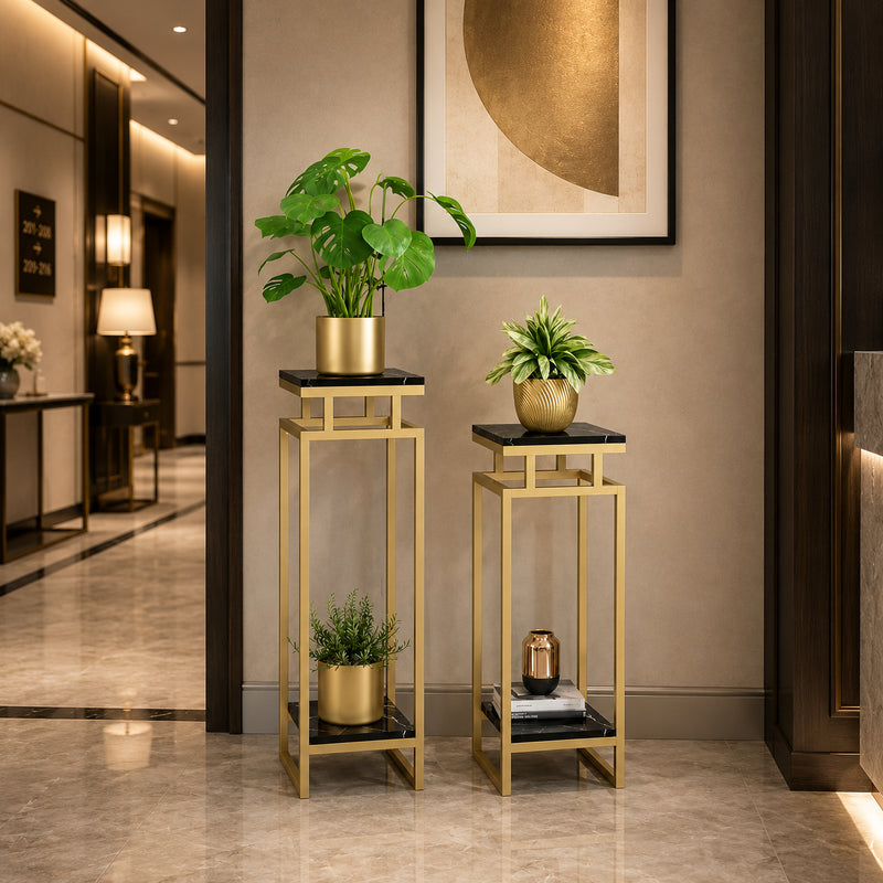 Gold Marble Plant Stand Set of 2
