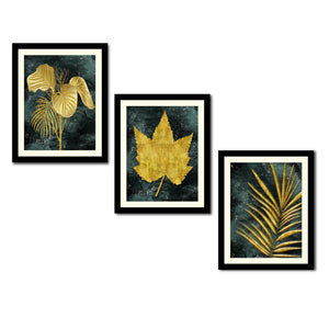 Golden Leaves Decorative Wall Frames Set of Three