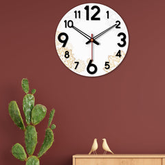 Golden Floral Design Wooden Wall Clock