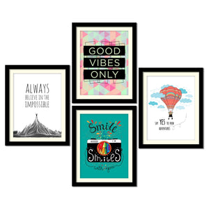 Good Vibes Only Quotes Premium Wall Frame Set of Four