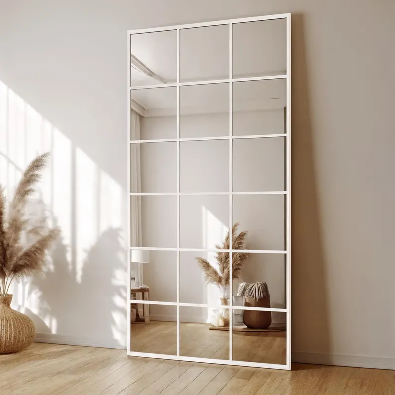 Grid Pattern Wall Mirror | Modern Bathroom & Living Room Decor