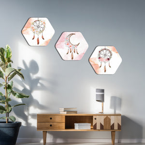 Hexagon Painting of Dream Catcher Set of 3