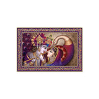 Krishna Radha with Peacock Floral Border Canvas Wall Painting