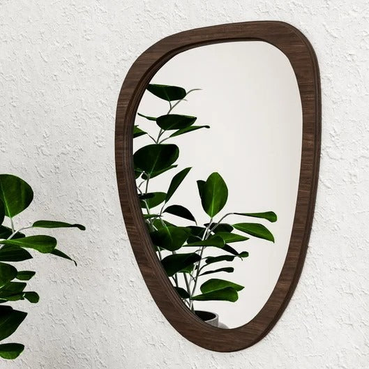 Irregular Wooden Wall Mirror | Modern Organic Shape Home Décor 3-Piece