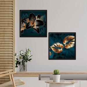 Lily Flower Canvas Wall Painting of Two Pieces Floating Frame