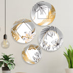 Line Art Flower Ceramic Wall Plates Painting Set of Four