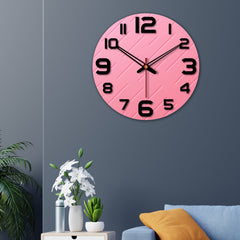 Lines on Pink Print Wooden Wall Clock