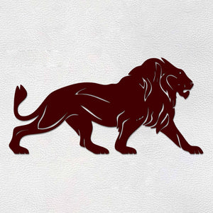 Lion Walking Design in Brown Premium Wooden Wall Hanging