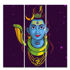 Lord Bholenath Canvas Wall Painting of Three Pieces