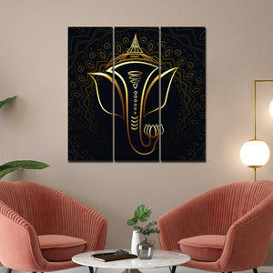 Lord Ganesha Modern Art Wall Painting Set of Three