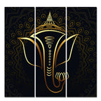 Lord Ganesha Modern Art Wall Painting Set of Three