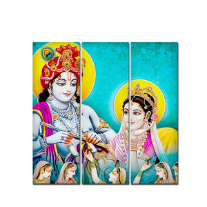 Lord Radha Krishna Canvas Wall Painting 3 Panel Set