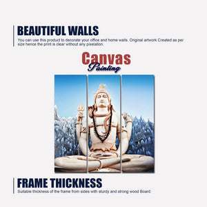 Lord Shiva Statue Canvas Wall Painting of Three Pieces