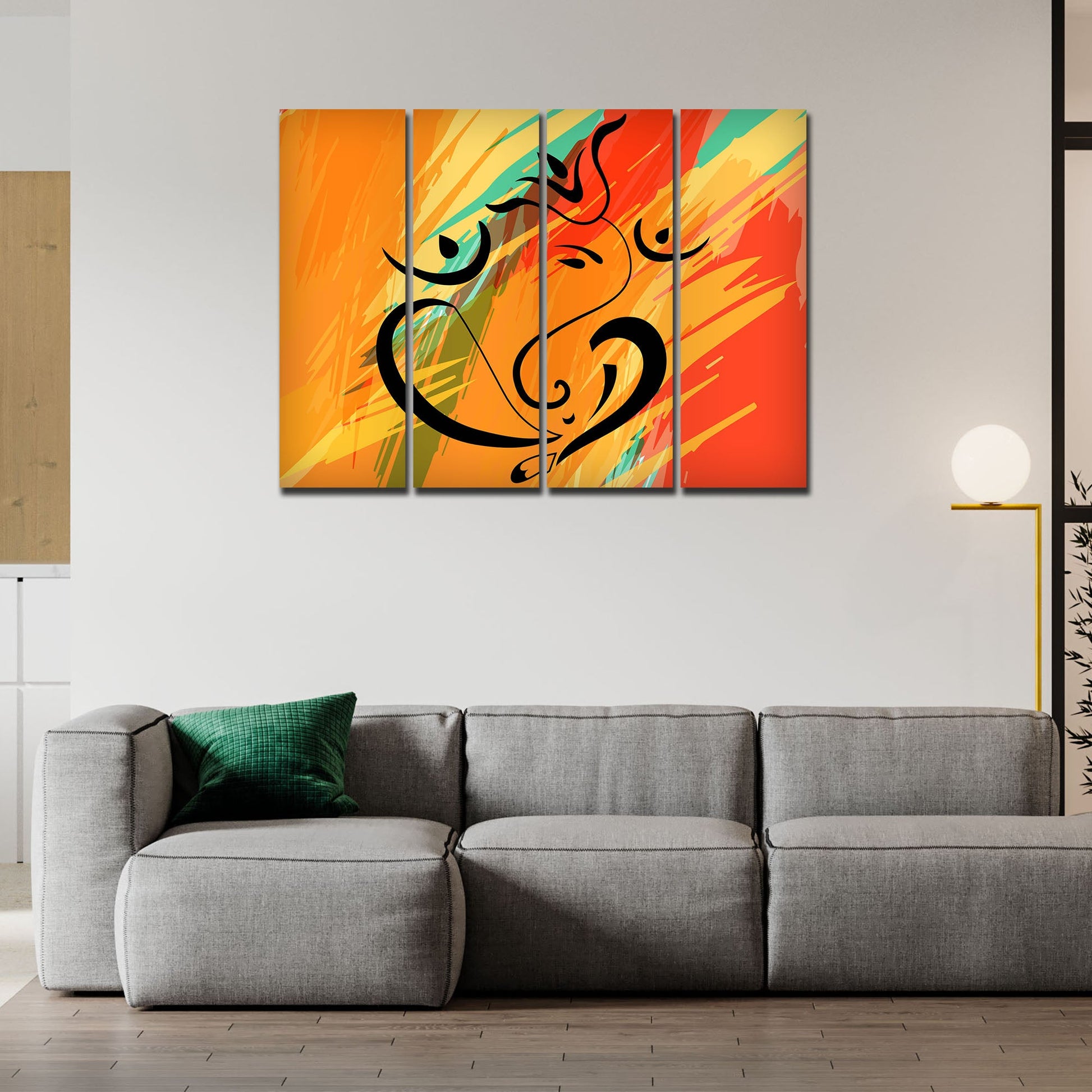 Lord Ganesh Ji Abstract Art Wall Painting of 4 Panels