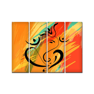 Lord Ganesh Ji Abstract Art Wall Painting of 4 Panels