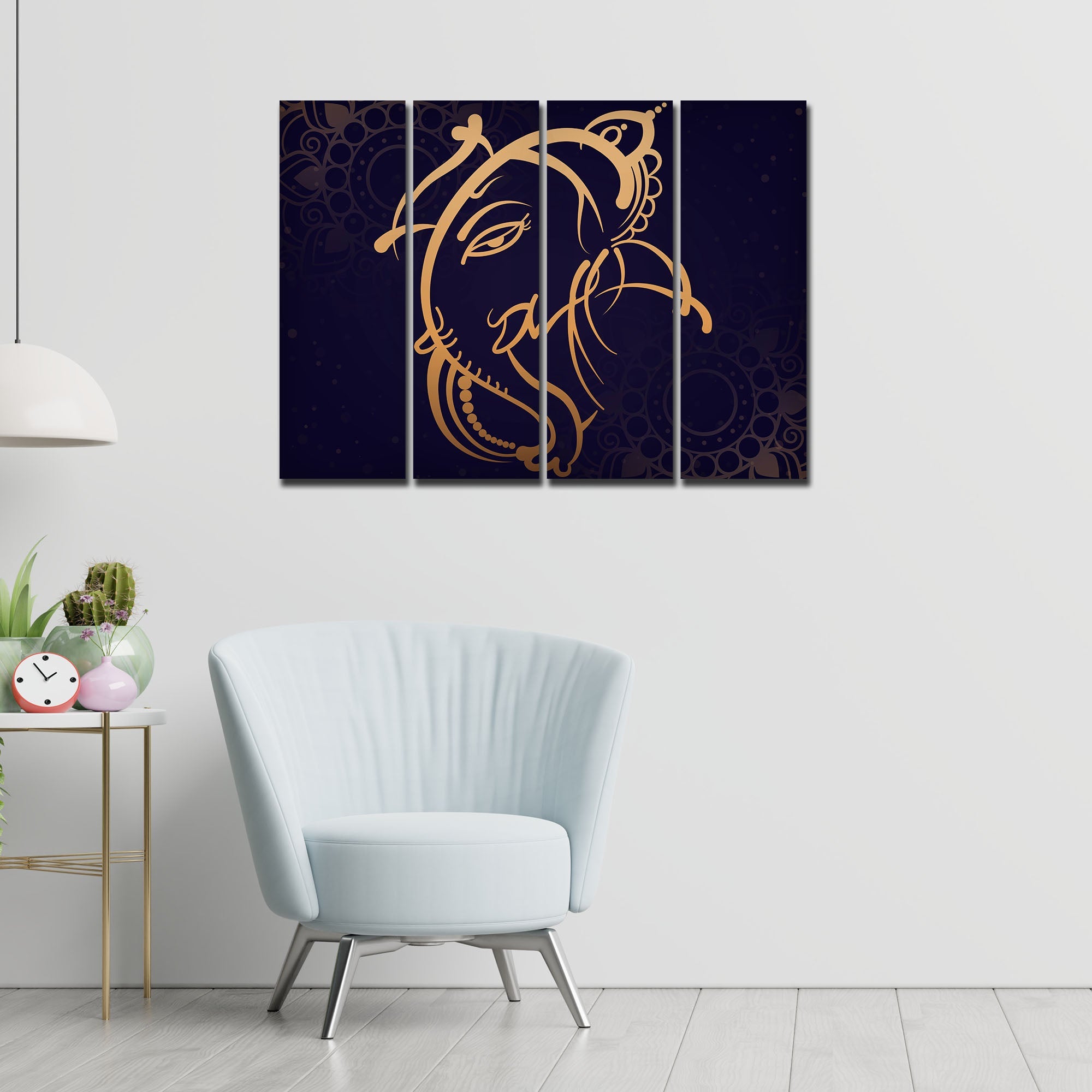 Lord Ganesh Ji Wall Painting of 4 Panels