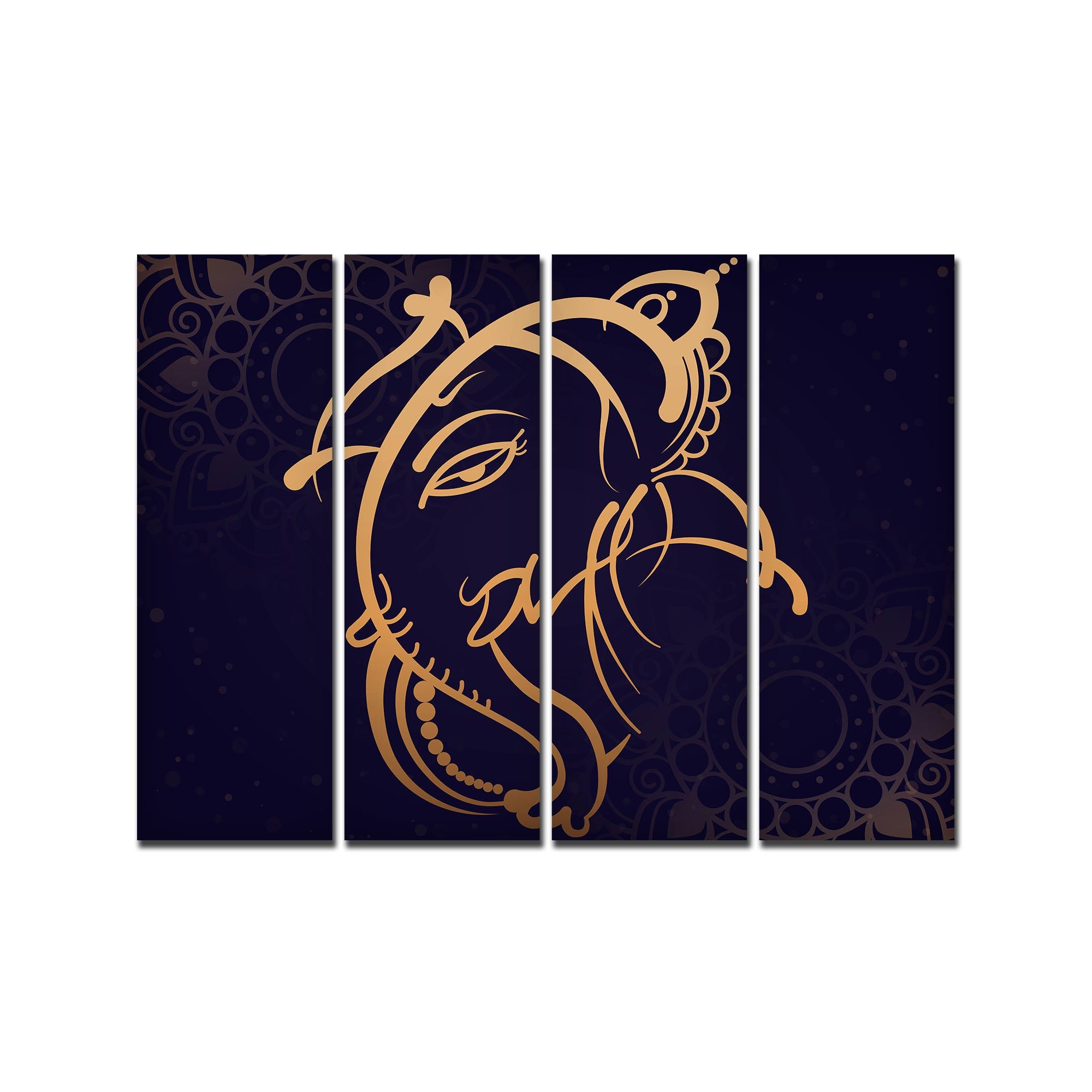 Lord Ganesh Ji Wall Painting of 4 Panels
