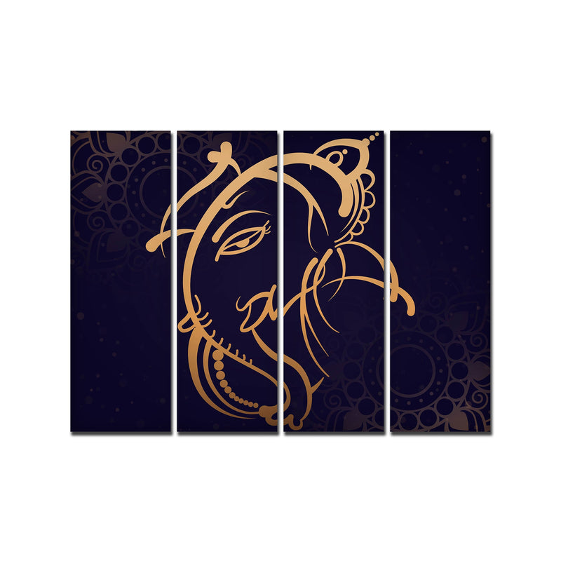 Lord Ganesh Ji Wall Painting of 4 Panels