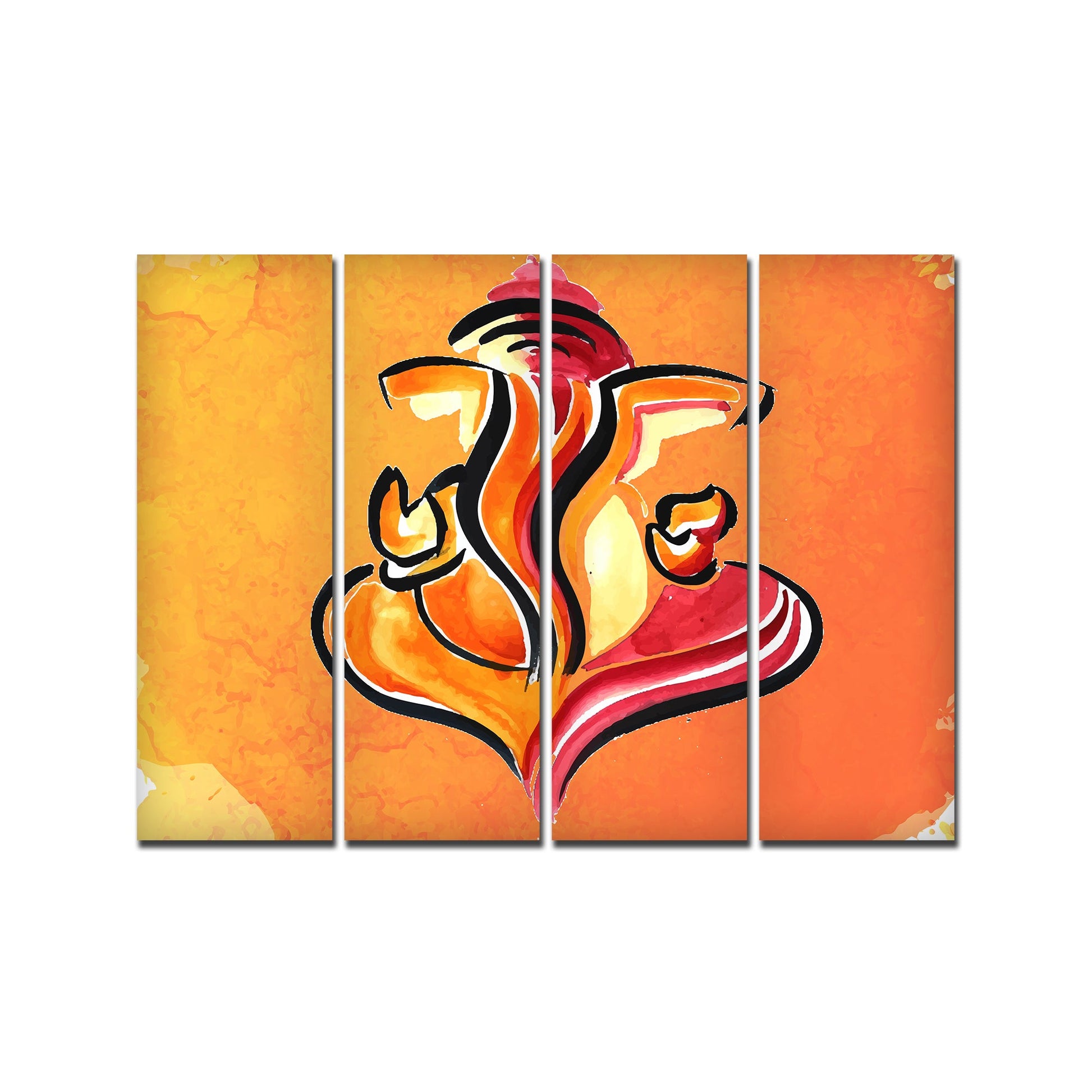 Lord Ganesha Abstract Art Canvas Wall Painting Set of 4