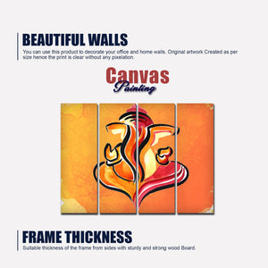 Lord Ganesha Abstract Art Canvas Wall Painting Set of 4