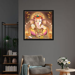 Lord Ganesha Floating Canvas Wall Painting Frame