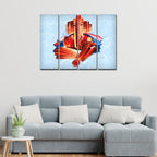 Lord Ganesha Modern Art Canvas Wall Painting Set of 4