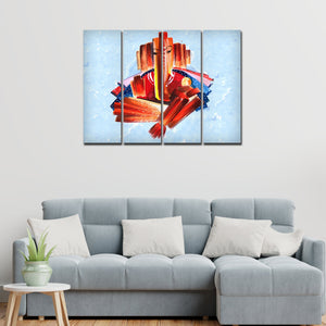 Lord Ganesha Modern Art Canvas Wall Painting Set of 4