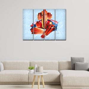 Lord Ganesha Modern Art Canvas Wall Painting Set of 4